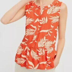 NWT LOFT Women's Palm Henley Peplum Shell Size S. 100% Rayon